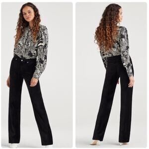 7 FOR ALL MANKIND x ANTHROPOLOGIE Alexa Trouser Jean Black Velvet Sz 29 NWT {Z2}
